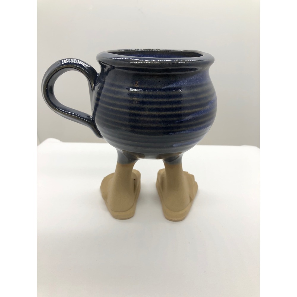 Muddy Waters Pottery 1985 Vintage Feet Flip Flops Coffee Mug Cobalt Blue 6in - Picture 8 of 11